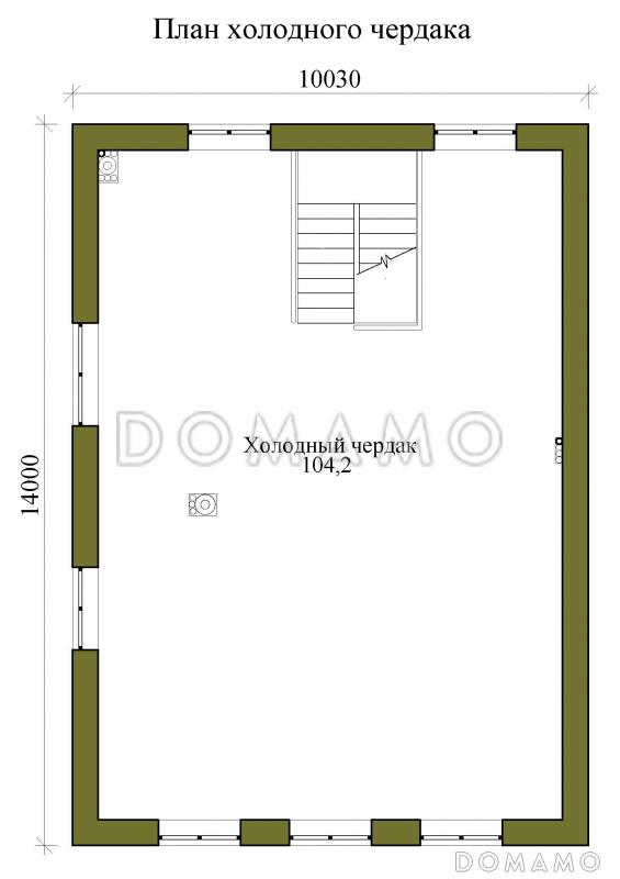 Проект трехэтажного газобетонного дома с пятью спальнями, холодным чердаком и подвалом / План 3 этажа