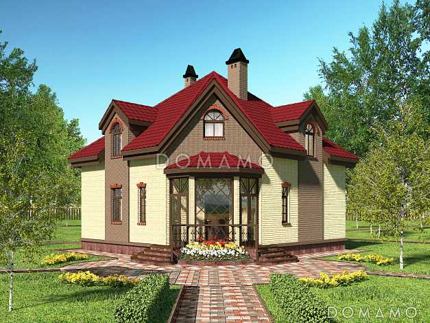 Проект необычного дома с крыльцом на углу