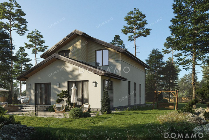 Проект одноэтажного дома с мансардой и террасой