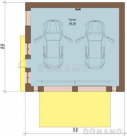 Проект гаража на два автомобиля / План 1 этажа