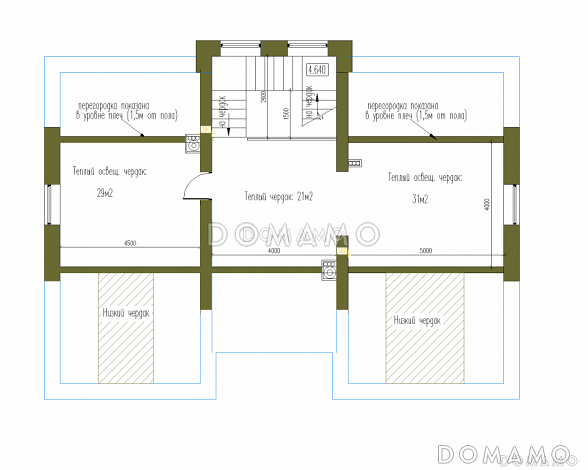 Проект особняка в стиле Тюдор по технологии ЛСТК / План мансардного этажа