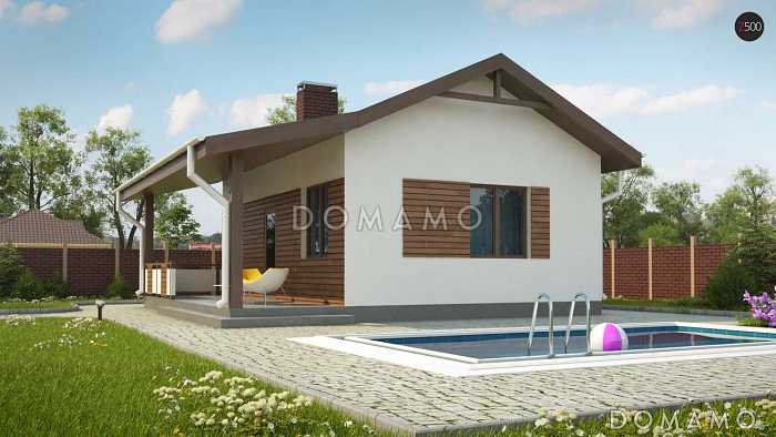 Проект бани из кирпича с комнатой отдыха и крытой террасой