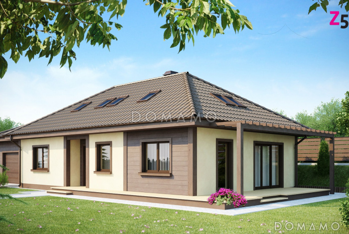 Проект просторного мансардного дома из газобетона со спальней на первом этаже и с двумя на втором