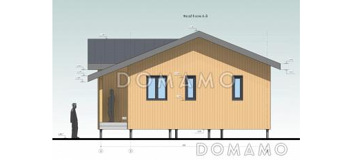 Проект каркасного дома с открытой планировкой и большой террасой / Фасад 3