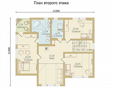 Проект каркасного дома с мансардными окнами и вторым светом / План мансардного этажа