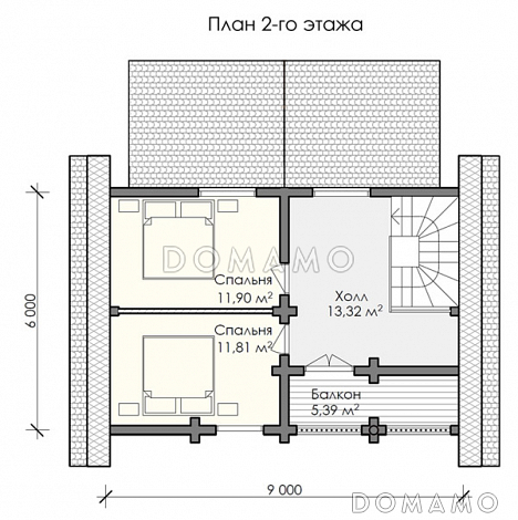 Проект двухэтажного дома с с/у с душем и парной комнатой на первом этаже / План мансардного этажа