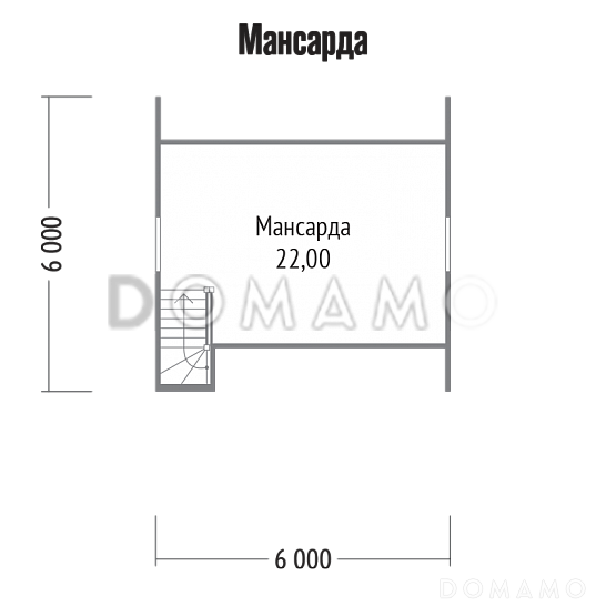 Проект каркасного дома 6х6 / План мансардного этажа
