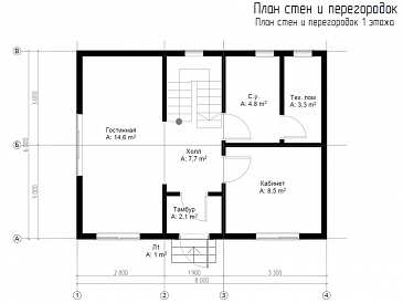 Каркасный дом "Моррис" / План 1 этажа