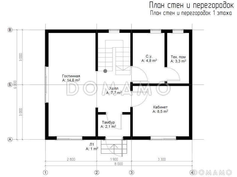 Каркасный дом "Моррис" / План 1 этажа