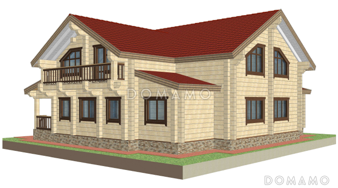 Проект дома из клееного бруса с эркером