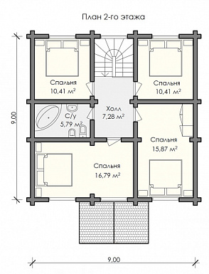 Проект деревянного дома стандартной планировки / План мансардного этажа