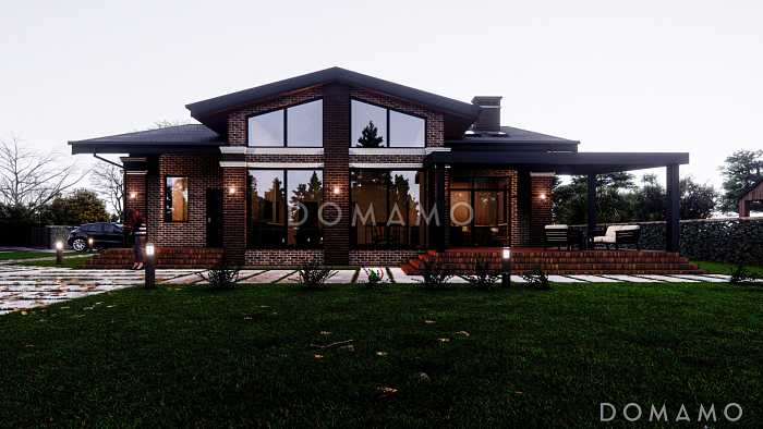 Проект дома из газобетона с мансардным этажом, верандой и 3 спальнями