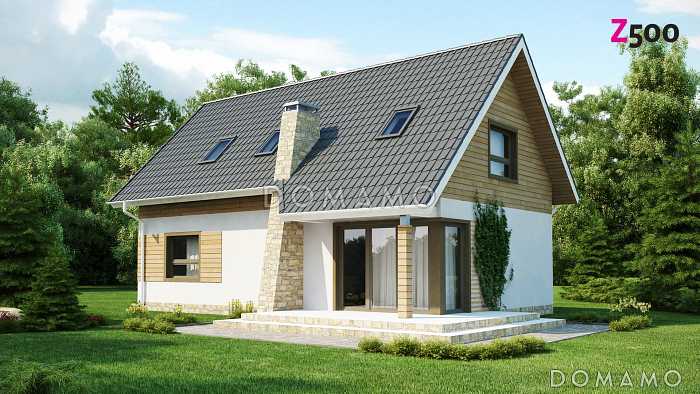 Проект традиционного мансардного дома из газобетона с дополнительной спальней на первом этаже