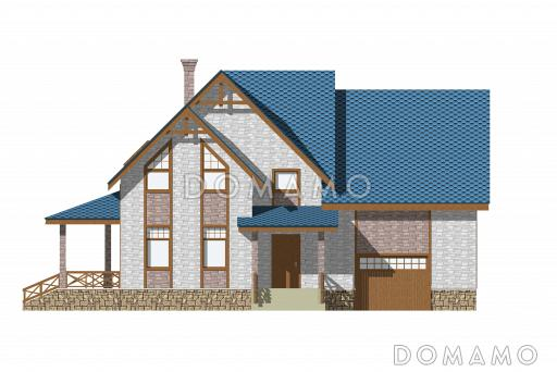 Проект двухэтажного коттеджа с большим гаражом / Фасад 1
