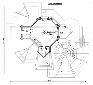 Коттедж с причудливыми башенками / План мансардного этажа