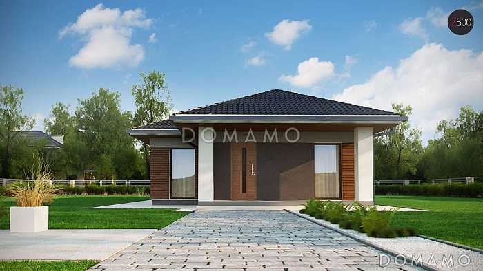 Проект простого комфортного одноэтажного дома из кирпича с тремя спальнями