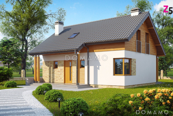 Проект компактного одноэтажного мансардного дома из кирпича с кабинетом и тремя спальнями