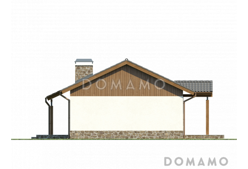 Проект компактного одноэтажного дома из газобетона с двумя спальнями и просторной гостиной / Фасад 4