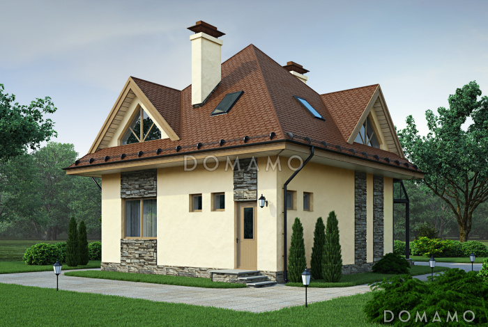 Проект небольшого дома с большими окнами