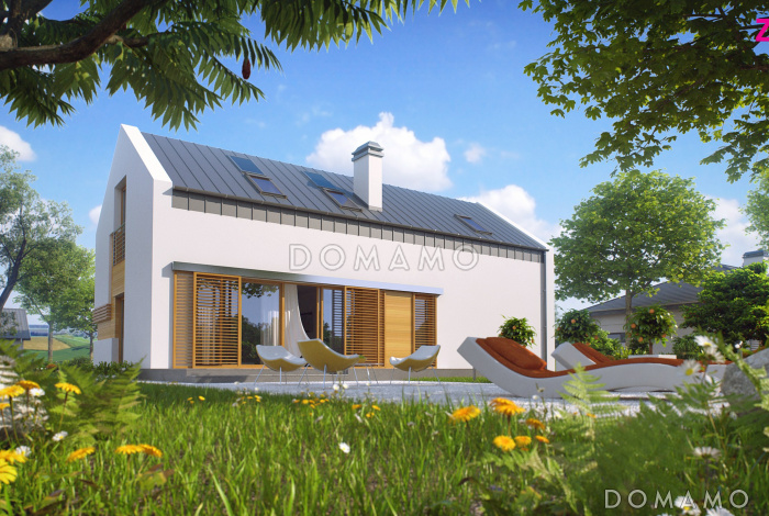 Проект одноэтажного дома с мансардным этажом из газобетона с четырьмя спальнями, кабинетом и и гаражом