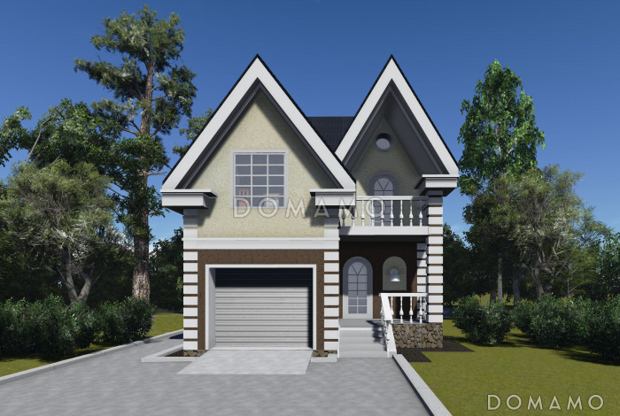 Проект одноэтажного дома с мансардным и цокольным этажами, с гаражом