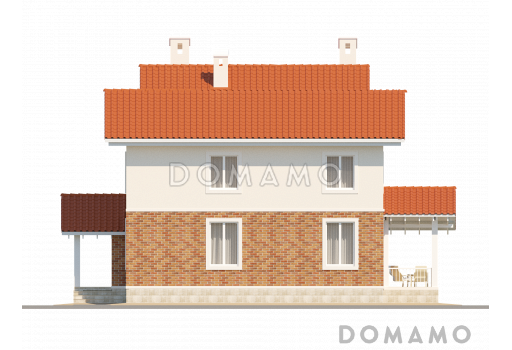 Проект практичного двухэтажного коттеджа для большой семьи / Фасад 2