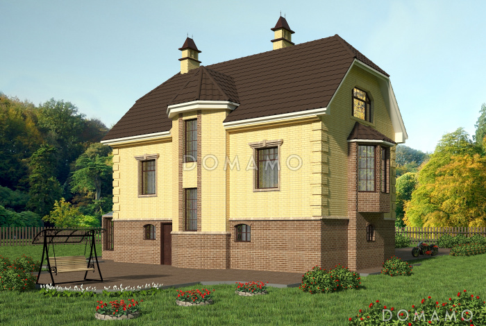 Проект коттеджа с бассейном и гаражом