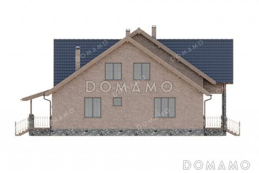 Проект дома с зимним садом, гардеробными и тремя спальнями / Фасад 4