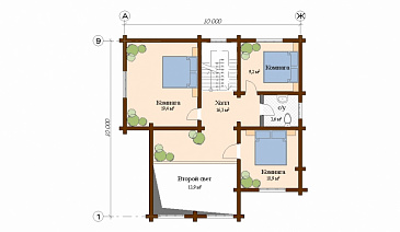 Проект дома из клееного бруса с гаражом / План мансардного этажа