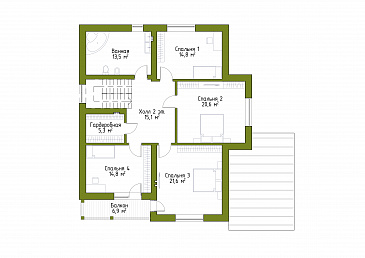 Проект просторного коттеджа в стиле шале / План мансардного этажа