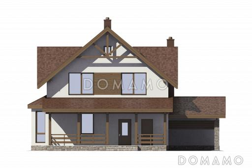 Проект дома из пенобетона с местом для машины / Фасад 1