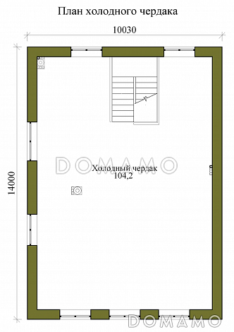 Проект трехэтажного каркасного дома с пятью спальнями, холодным чердаком и подвалом / План 3 этажа