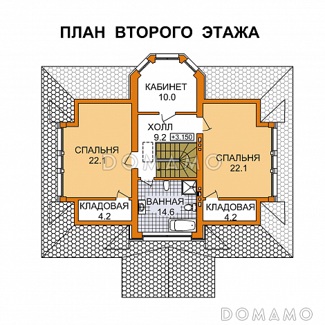 Проект двухэтажного дома из пеноблоков до 200 м.кв / План мансардного этажа