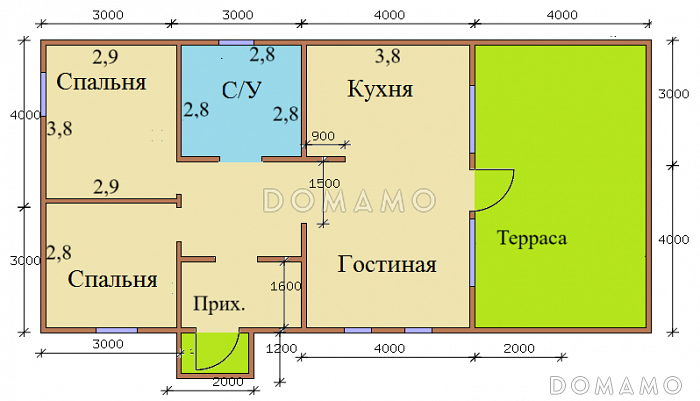 Барнхаус проект "Классик 10" / План 1 этажа