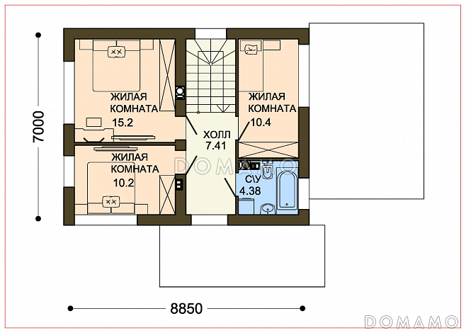 Проект компактного дома с тремя спальнями в европейском стиле / План 2 этажа