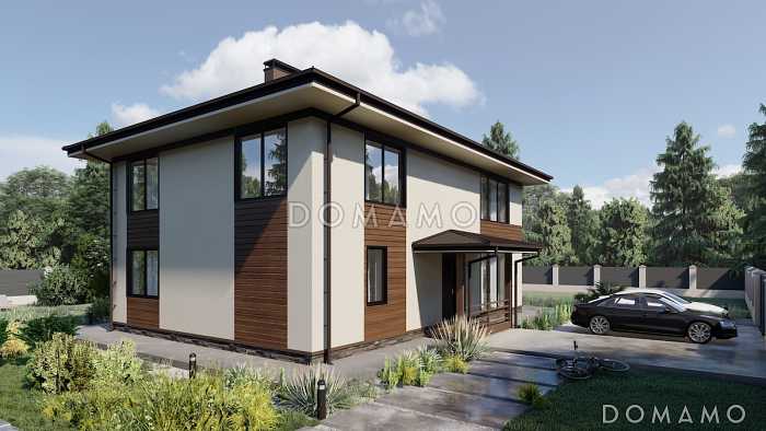 Проект дома с четырьмя спальнями, вторым светом в гостиной и гардеробными на обоих этажах