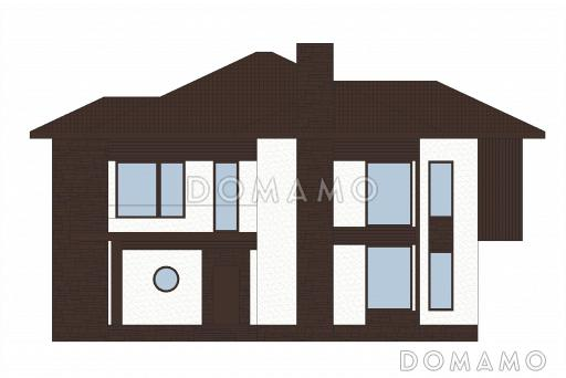 Проект двухэтажного дома из пеноблоков с большими окнами / Фасад 1