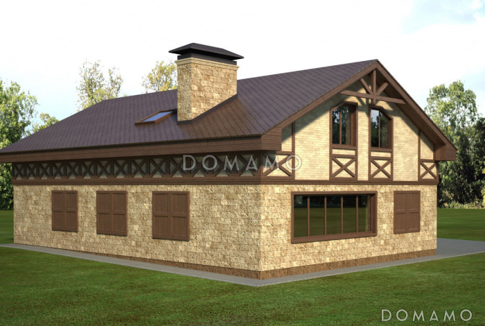 Проект отдельностоящего бассейна с жилыми комнатами на мансардном этаже