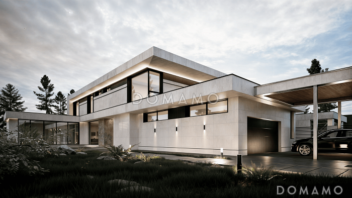 Проект дома с 4 спальнями, гаражом на 4 машины и мастерской