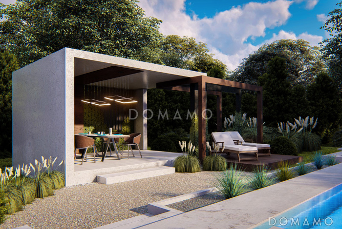 Проект беседки с закрытой и открытой зоной