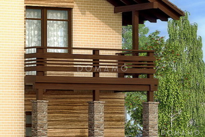 Проект квадратного коттеджа с облицовкой клинкером слоновая кость