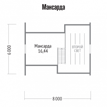 Проект бани из клееного бруса со вторым светом / План мансардного этажа