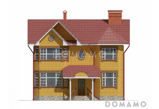 Двухэтажный дом с двумя эркерами / Фасад 1