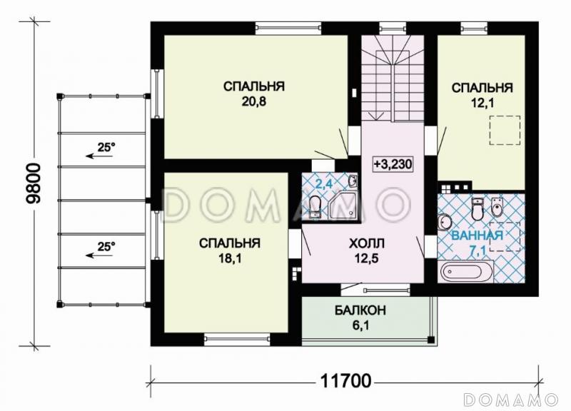 Проект уютного дома с небольшим зимним садом / План мансардного этажа