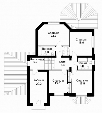Проект представительного особняка с облицовкой камнем / План 2 этажа