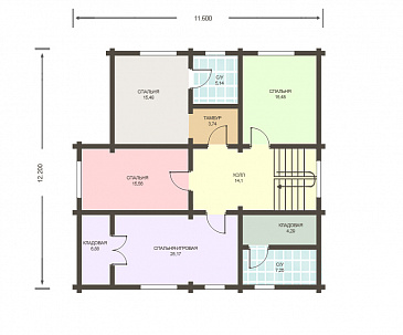 Проект дома из клееного бруса с отдельным входом в топочную / План мансардного этажа