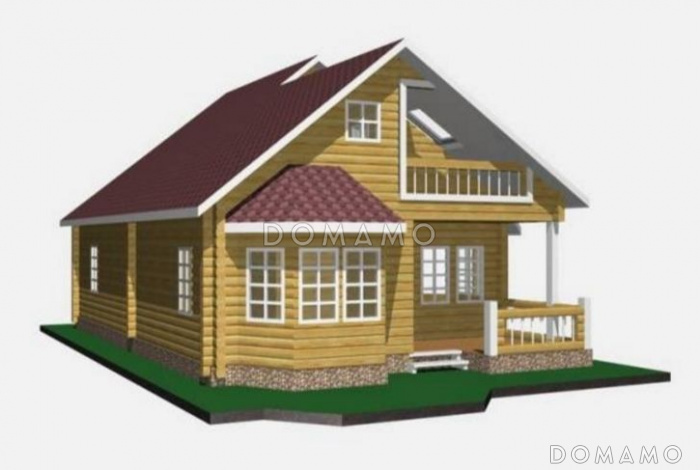 Проект дома из клееного бруса с мансардными окнами