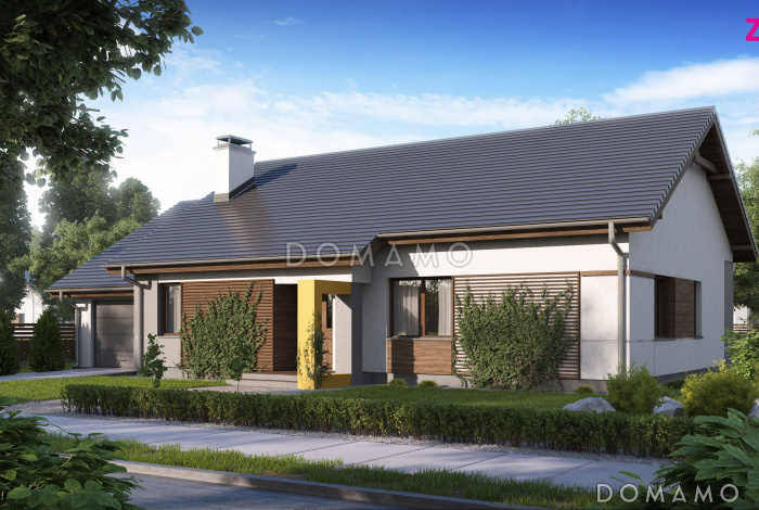 Проект одноэтажного дома из кирпича с большой гостиной, тремя спальнями и гаражом