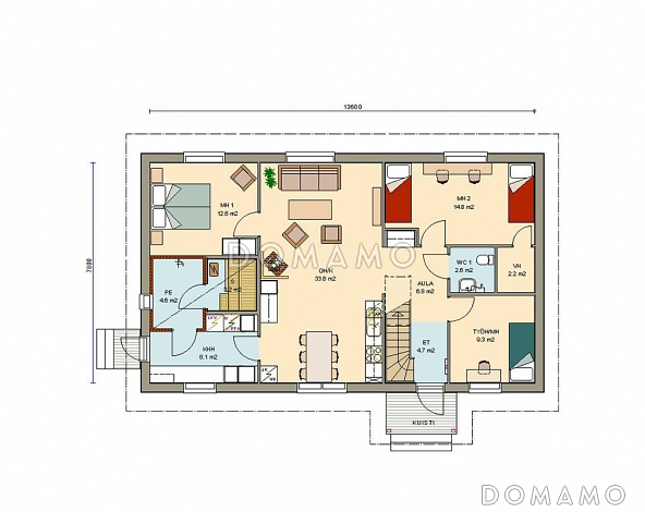 Проект каркасного дома с комнатой отдыха на втором этаже / План 1 этажа