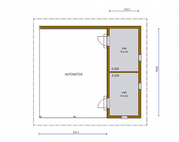 Проект каркасного навеса для двух машин со складским помещением / План 1 этажа